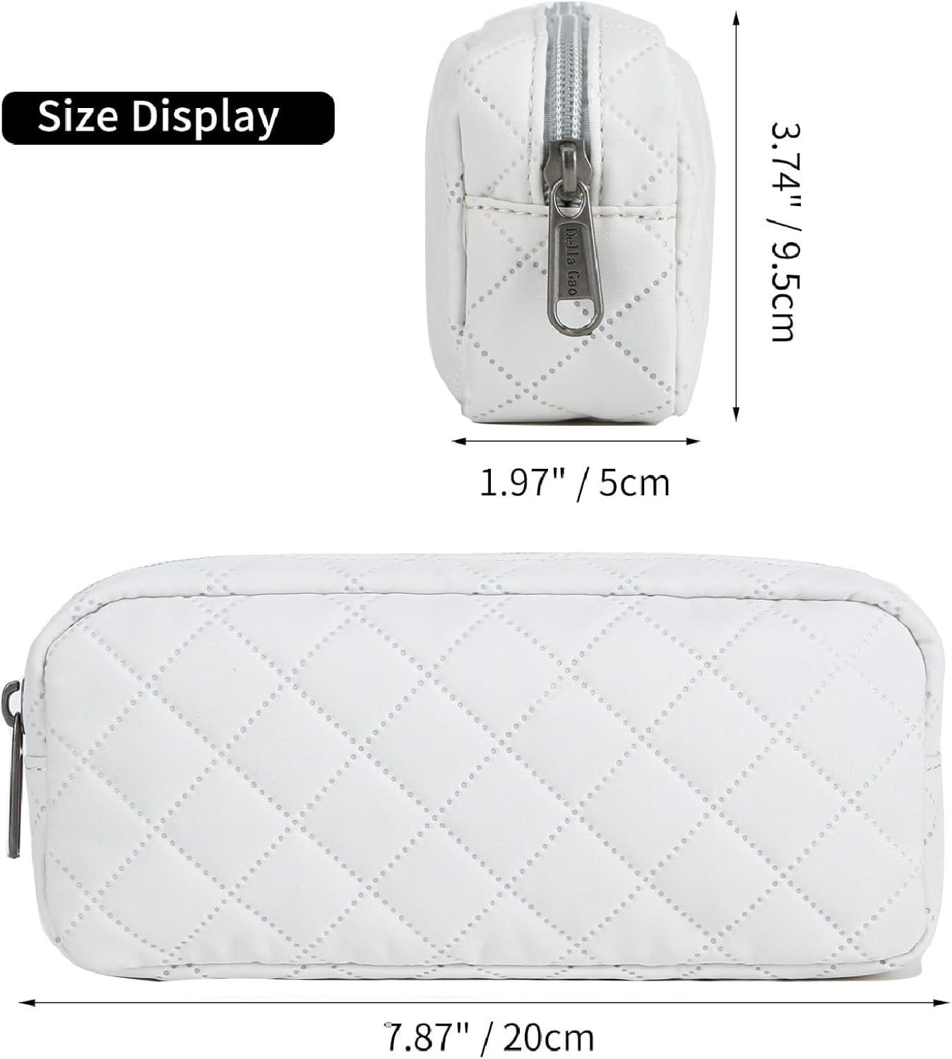 Della Gao Small Pencil Case Large Capacity Pencil Pouch Marker Pen Bag Coin Pouch Office Stationery Organizer (Beige-RH)