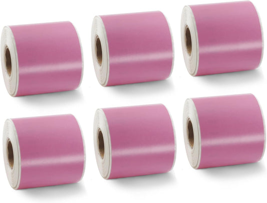 BETCKEY Colored Labels Compatible with Dymo 99019 (2-5/16" x 7-1/2") for Files, Folder and Binders, Compatible for Dymo LabelWriter Thermal 450, 4XL & Zebra Printers [6 Rolls, 900 Labels, Pink]