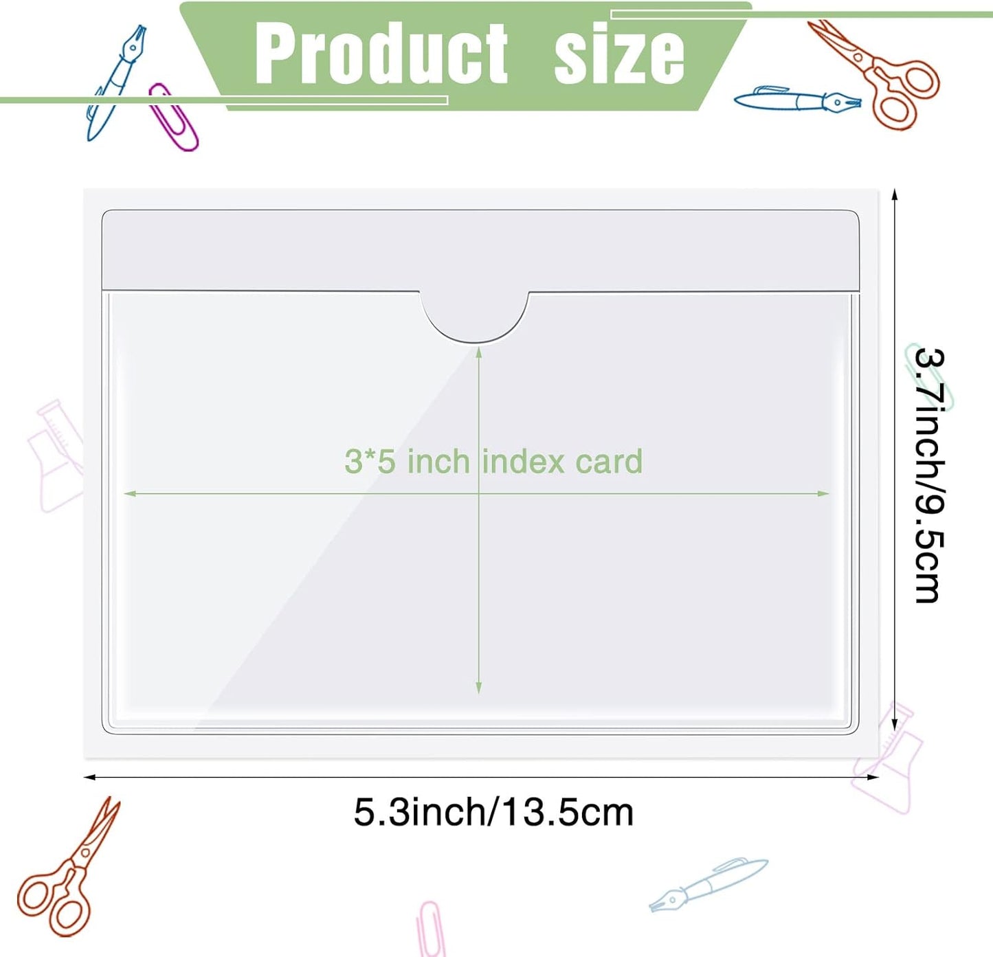 Chinco 50 Pack Clear Adhesive Pockets, Labels for Storage Bins, Plastic Self Adhesive Index Card Holder with Top Open for Organizing Bins Box Drawer(3.7 x 5.3 Inches)