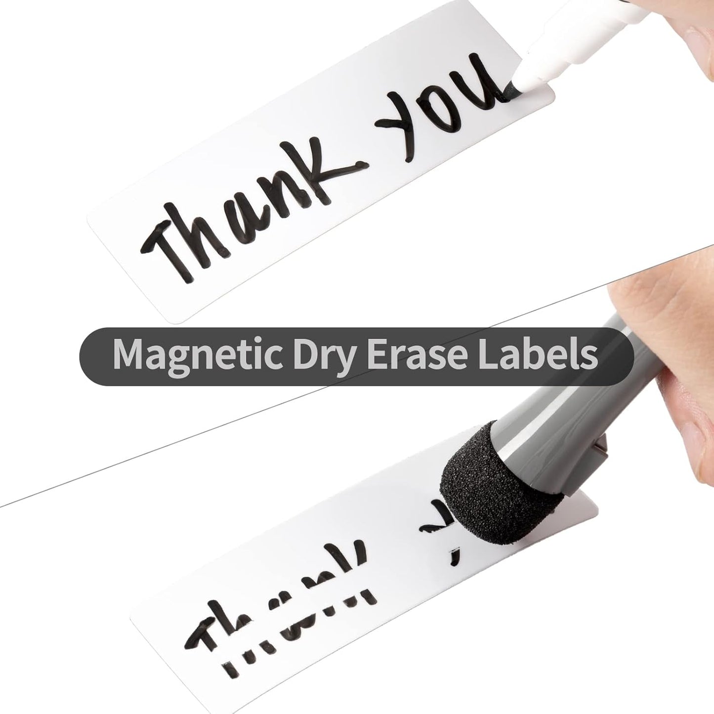 40-Pack Dry Erase Magnetic Labels - Waterproof, Eco-Friendly, Reusable Name Tags for Classroom, Office, Cabinet, Whiteboard, Fridge & More (White, 1x3 inches)…