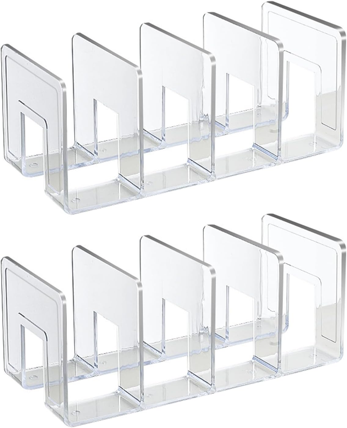 2PCS Acrylic File Organizer for Desk, Desktop Document/Mail Organizer, 4 Compartments Plastics Invisible Bookshelf Floating (12.5" x 5.7" x 5", Clear)