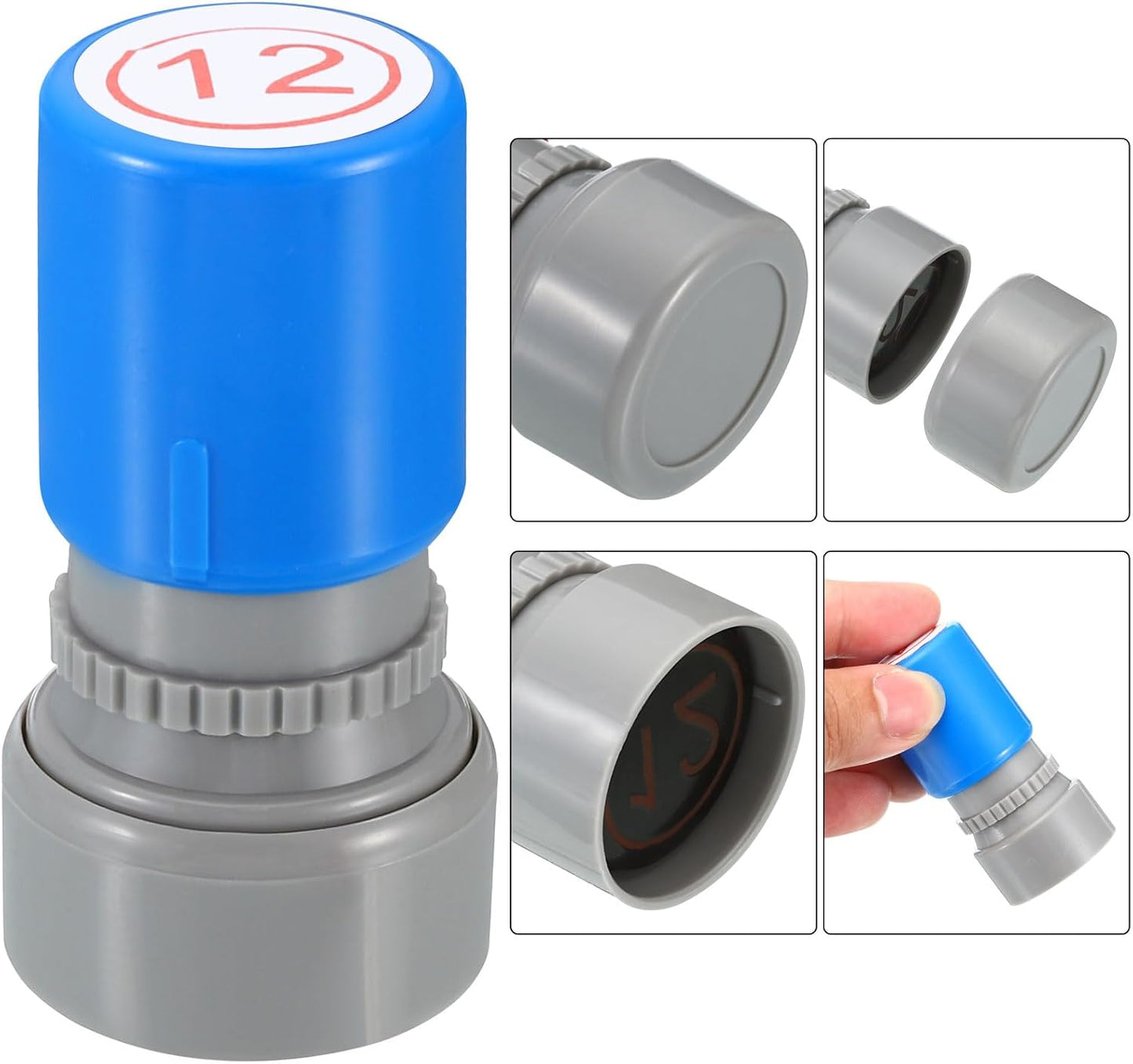 PATIKIL Number Stamps Self Inking, Numeral 12 Number Stamp Teacher Stamp Initial Stamp Ink Stamp for Class Notebook Scrapbooking DIY Craft Style 2, Red Ink