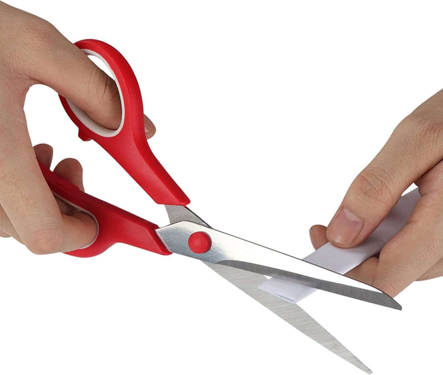 Red Scissors Bulk, Rkqoa 8" All Purpose Scissors Pack of 6- High Performance and Designed for Comfort and Cutting - Sharp to Cut but Soft to Hold. Perfect for Art, Crafts and the Office