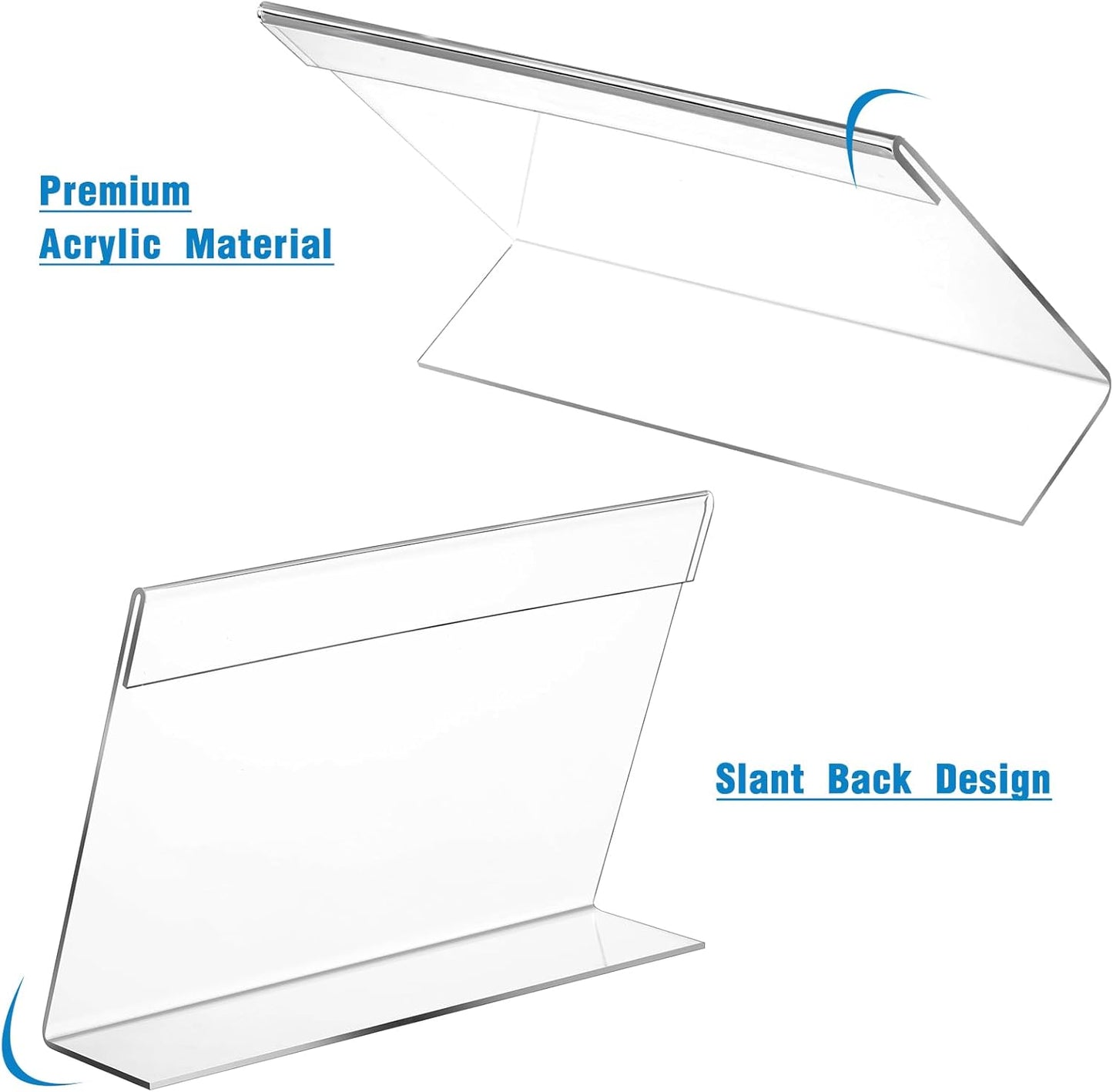 Vicenpal 100 Pcs 7x5 Inch Clear Acrylic Sign Holder Plastic L-shape Vertical Menu Stand, Picture Photo Frames, Table Paper Holder, Flyer Sign Display Stand for Restaurants, Store, Office, Wedding