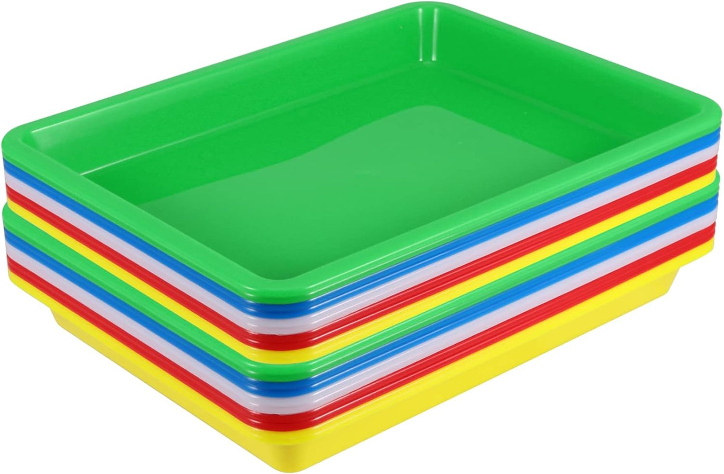 JOIKIT 20 Pack 10.8 x 8.3 Inch Multicolor Plastic Art Trays, Art and Crafts Organizer Tray, Activity Organizer Serving Tray for Beads, Painting, Blocks, DIY Project