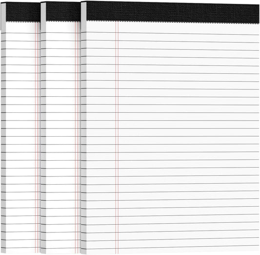 3pcs Legal Pads 8.5 x 11, Notepads 8.5 x 11 Inch, White Note Pads Clear Print Writing Pads of Paper, Memo Pads , Perforate Legal Notepads Paper , Wide Ruled Lined with Sturdy Back,30 Sheets/Pack