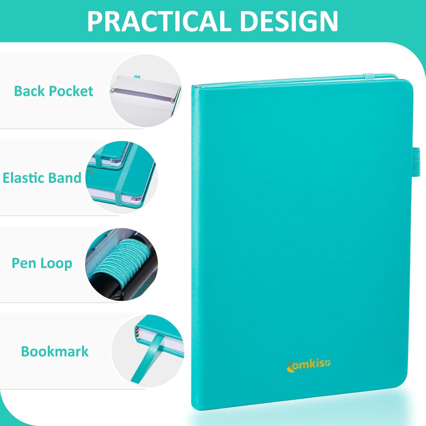 Password Book with Individual Alphabetical Tabs Laminated, Large Print Password Keeper Book for Seniors, A5 Hardcover Internet Password Log Book to Record Website Login Details - Aquamarine
