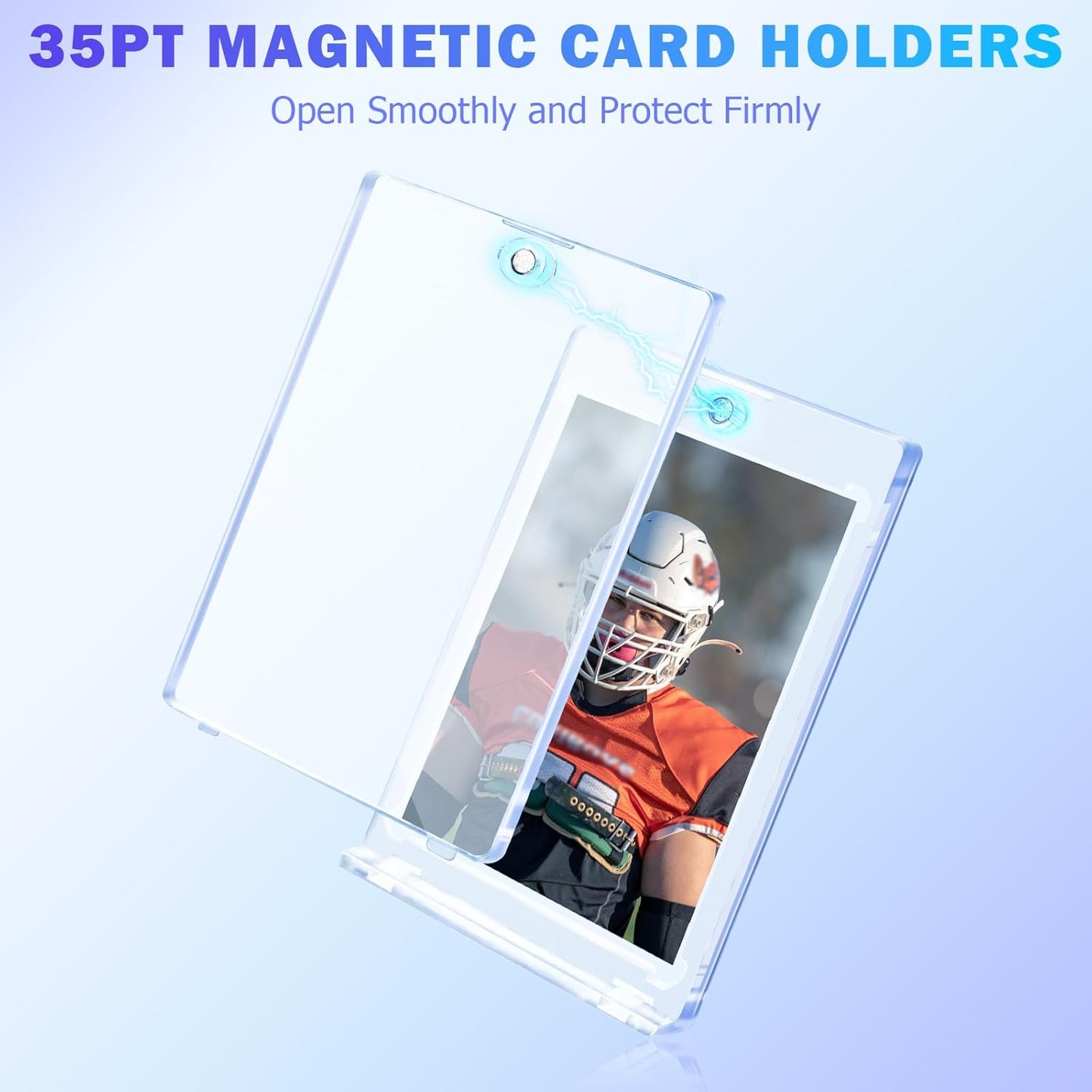 200ct Magnetic Card Holder for Trading Cards, 35 PT One Touch Card Sleeves, Hard Plastic Card Protectors Top Loaders Display Case for Baseball, Football, Sports, Game, TCG, MTG, YUGIOH