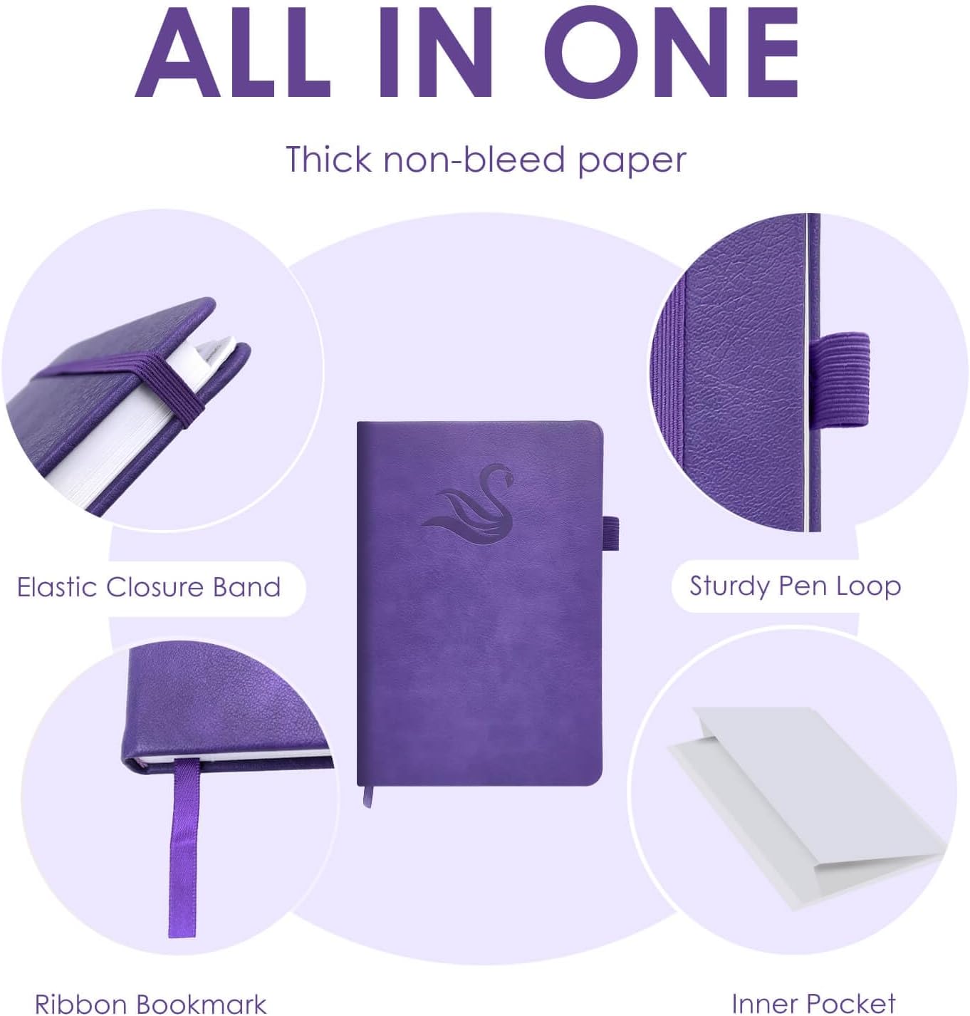 Elegant Password Book with Alphabetical Tabs - Hardcover Password Book for Internet Website Address Login - 7" x 10" Password Keeper and Organizer w/Notes Section & Back Pocket (Violet Purple)