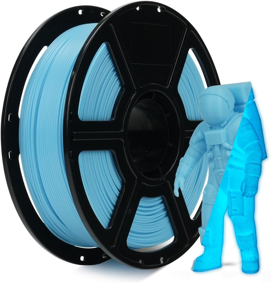 FLASHFORGE Glow in The Dark Rapid PLA Filament 1.75mm, High Flow Speedy 3D Printer Filament Luminous Blue, Max 500mm/s High-Speed Printing, High Brightness and Long-Lasting Glowing Effect