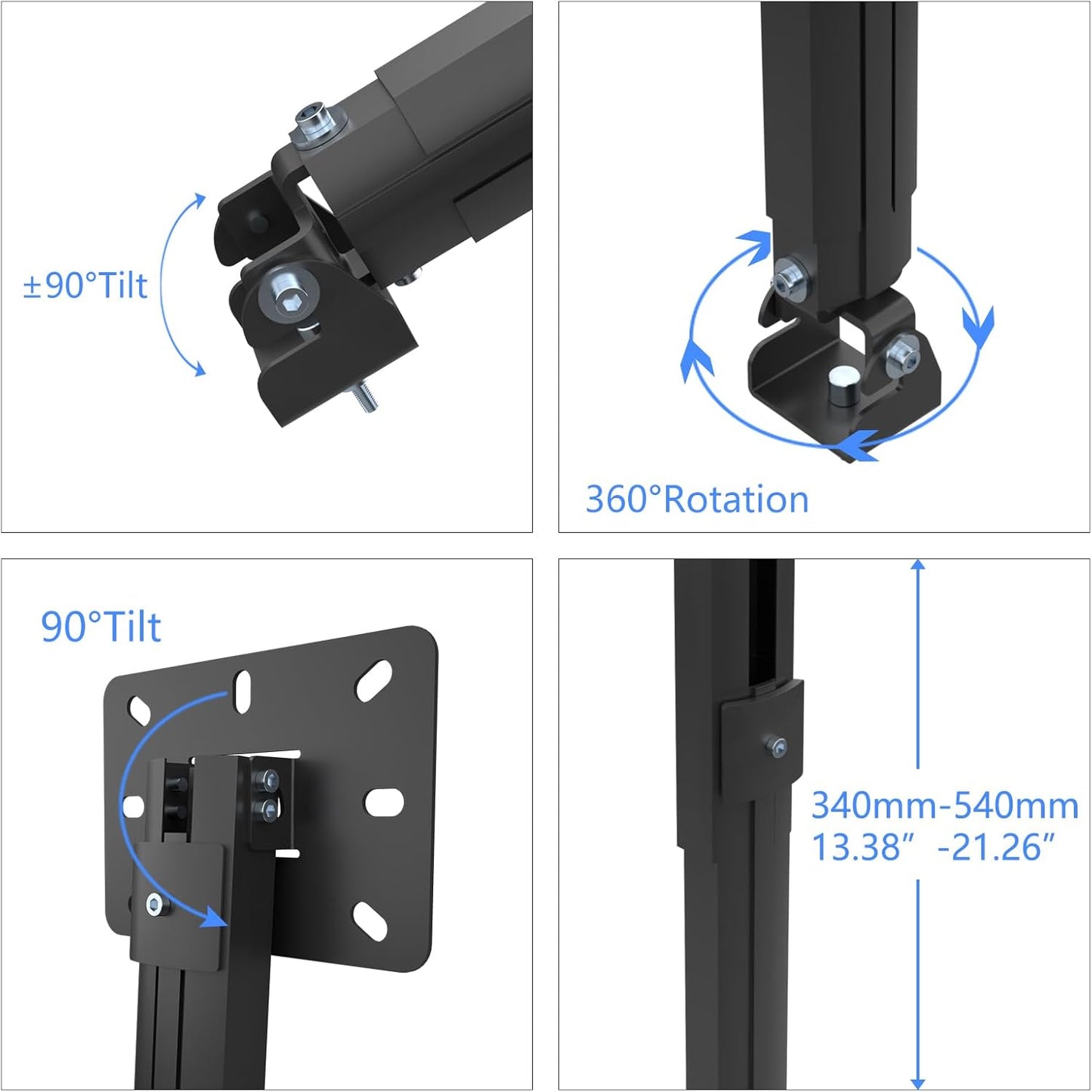 suptek Extended Mini Projector Ceiling Mount Adjustable Wall Mount with Thread Adapters for Projector DVR Camera, Max 21inch (PR05MINIB)