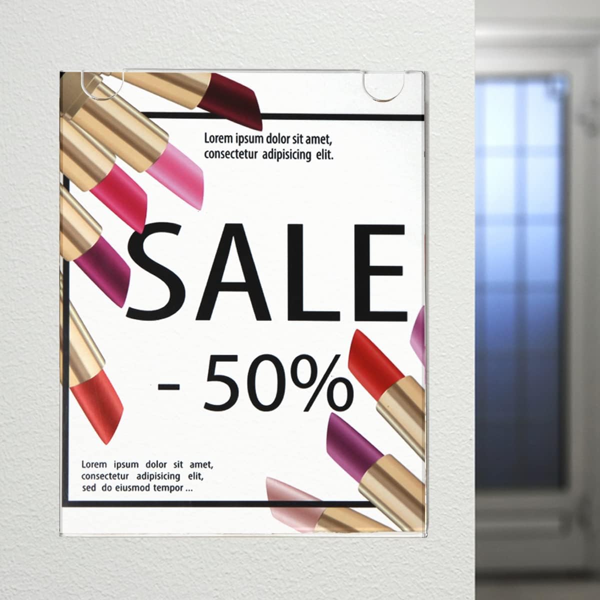 NIUBEE 12-Packs Acrylic Wall Sign Holder 8.5x11 Horizontal, Clear Plastic Picture Frames , Wall Mounted Design.