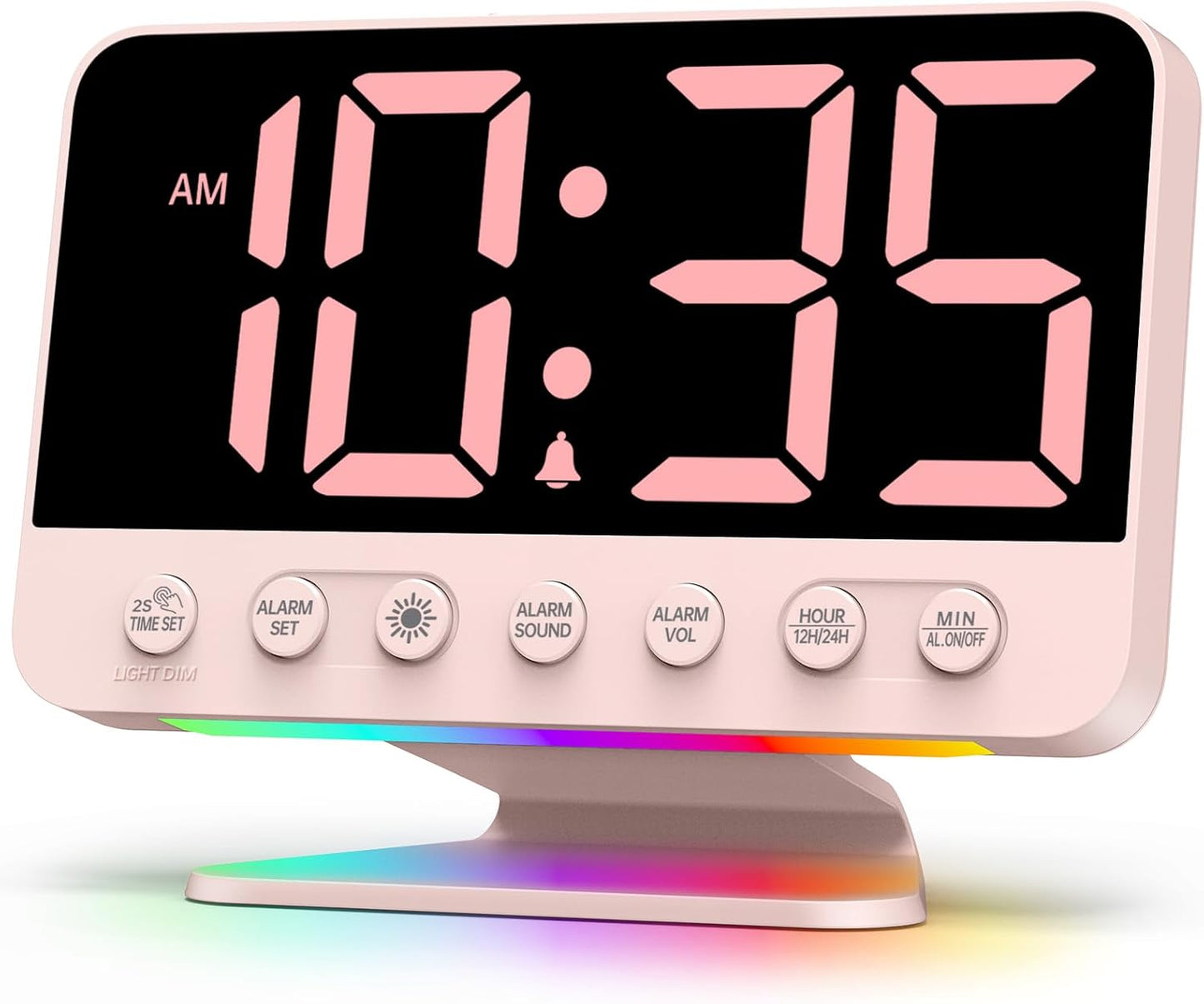 Digital Alarm Clocks for Bedrooms: Large Bold Number 5 Brightness Dimmer - Easy to Read Across The Room - 5 Alarm Sound 8 Night Light - Sakura Pink