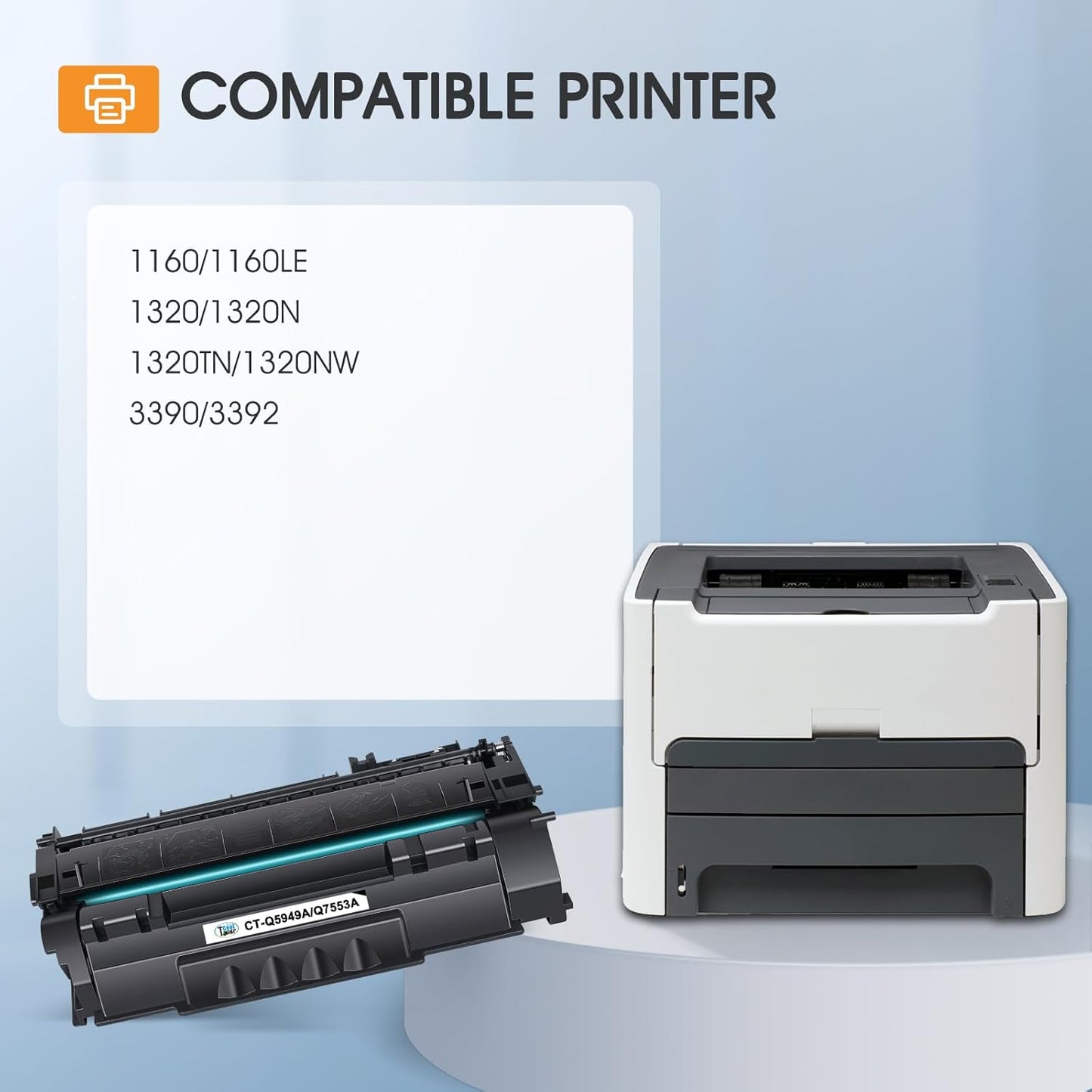 49A Q5949A 1320 Toner Cartridge Black 2-Pack Compatible Replacement for HP 49A 49X 53A 53X Q5949A Q5949X Q7553A Q7553X for HP 1320 1320n 1320tn P2015 P2015dn 1160 3390 3392 P2014 P2015d Printer Ink