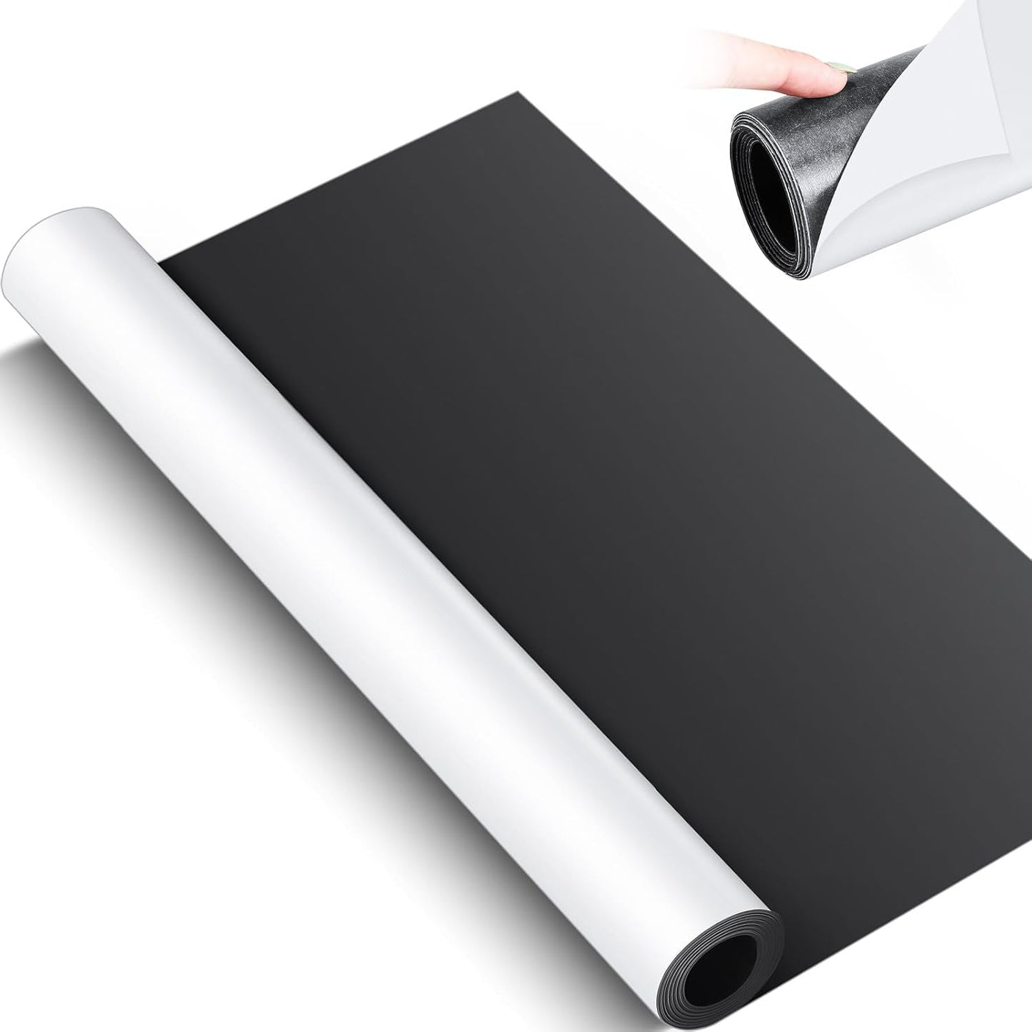 16 Inch x 5 ft x 30mil Extra Large Adhesive Magnetic Sheet Roll Not Printable Adhesive Backing Cut and Customize Flexible Sheets Blank White Surface Magnetic Sign for Craft Photo Craft