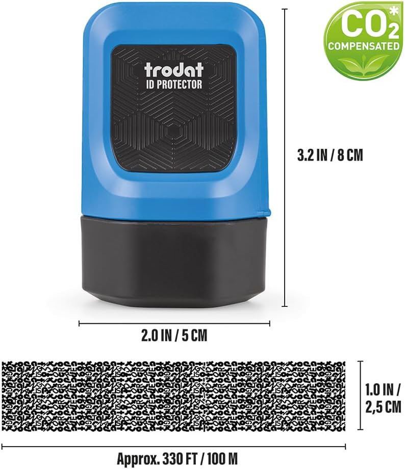 Trodat ID Protector Ink Roller – Identity Theft Protection Roller Stamp – incl. 3 Bonus Refill Inks