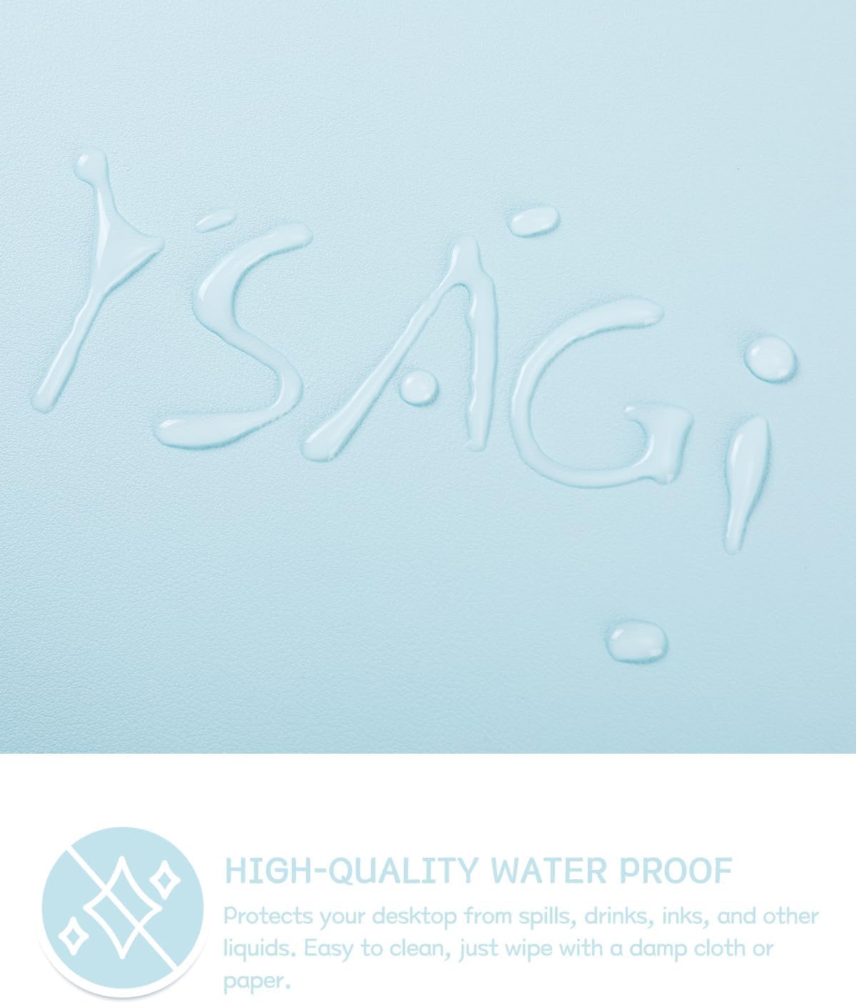 YSAGi Non-Slip Leather Desk Pad, Waterproof Laptop Computer Desk Keyboard Mat, Table Protector Blotter Mat, Large Mouse Pad for Office/Work/Home/Decor(Sky Blue, 31.5" x 15.7")