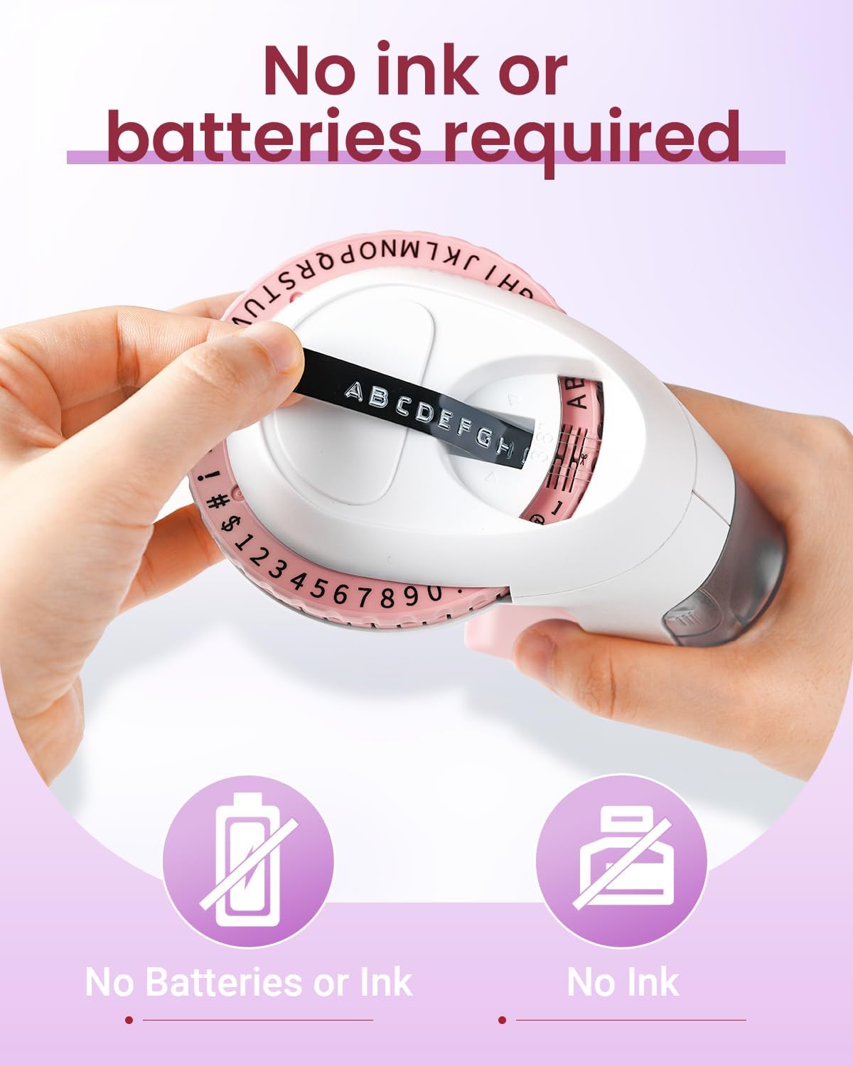 Embossing Label Maker Machine, Pink Omega S Embossed Label Maker, 3D Embossing Labeler Portable Handheld Old School Label Printer for Home Office DIY