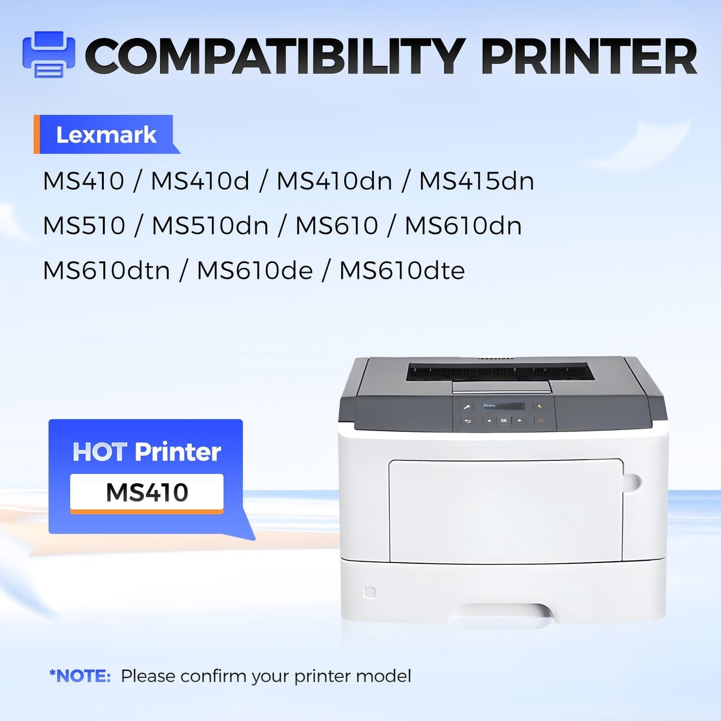 50F1X00 Toner Cartridge Black 1-Pack Extra High Yield With Chip Replacement for Lexmark 50F1X00 501X Toner Cartridge Compatible with MS410 MS510 MS610 MS415 MS610dn MS610dte Printer Ink (10,000 Pages)