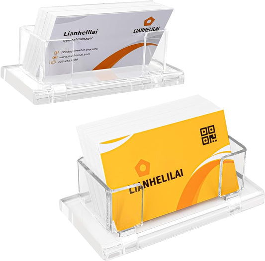 2Pack Acrylic Business Card Holder Enlarged Holds 120 Cards for Office/Exhibition/Restaurant Desk/Counter Display Name Card Organizer Stand