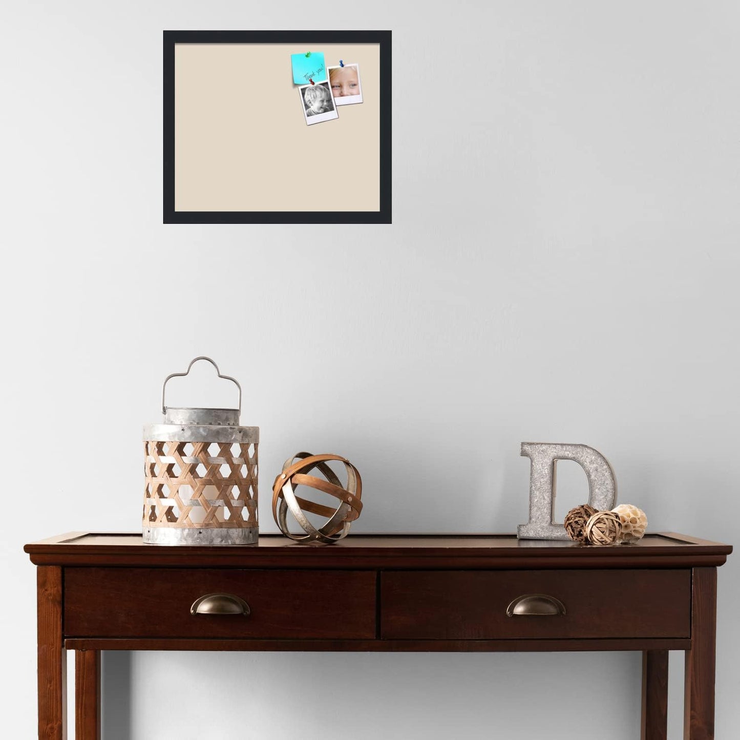 PinPix 17x14 Inch Cork Bulletin Board. This Decorative Framed Pin Board Comes with Desert Pastel Design and a Satin Black Frame. Ideal for Home Office Decor or Message Board (PinPix-1815)