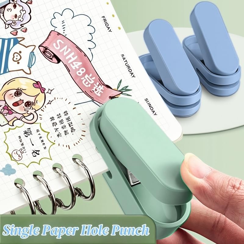 Magnoloran 2 Pack Single Hole Punch, 1/4 inch Mini Small Hole Puncher Heavy Duty Paper Hole Puncher Small Hole Punch One Hole Puncher for Crafts Paper Cards Tags Scrapbook-Blue&Green