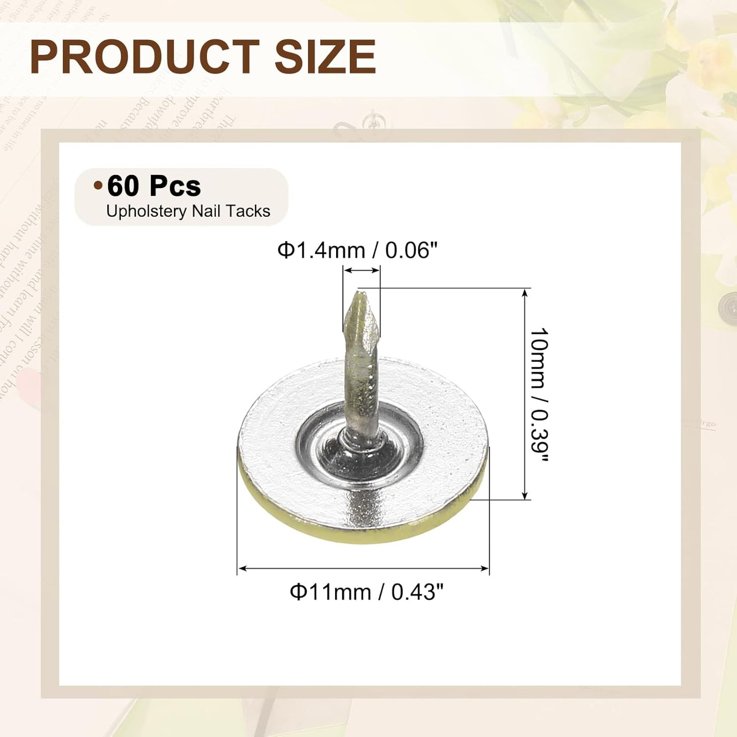 uxcell 100Pcs Upholstery Tacks, 11mmx10mm Flat Head Thumb Tack Decorative Furniture Nails Push Pins for Furniture Sofa Headboards, Yellow