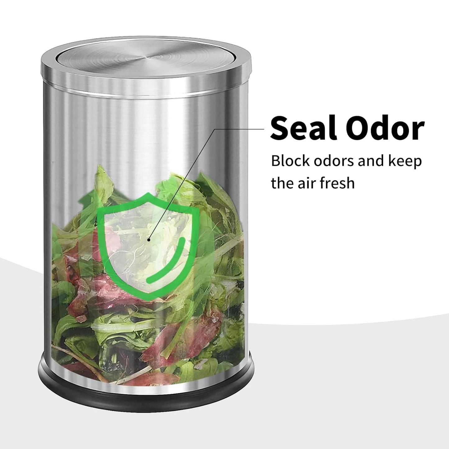 Brushed Gold Bathroom Trash Can with Swing Lid 4.7Gallon,Stainess Steel Garbage Can Trash Bin Wastebaskets for Kitchen,Office,Bedroom (Silver, 4.7 Gallon)