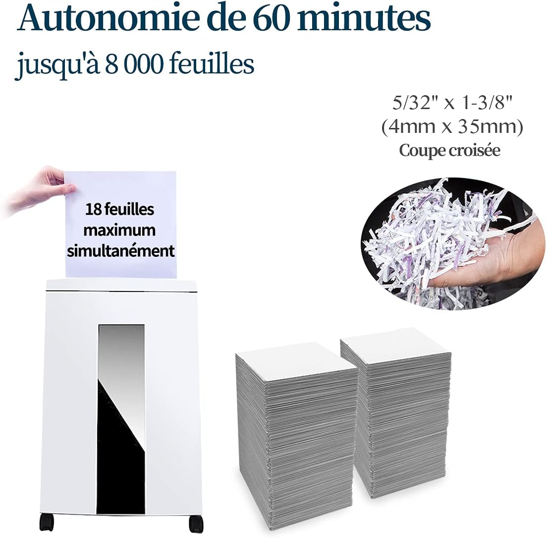 WOLVERINE 18-Sheet Shredders for Home Office Heavy Duty P-4 Security Level Crosscut Paper Shredder Paper/CD/Card Ultra Quiet Paper Shredder for Home with 6 Gallons Pullout Waste Bin SD9113(White ETL)