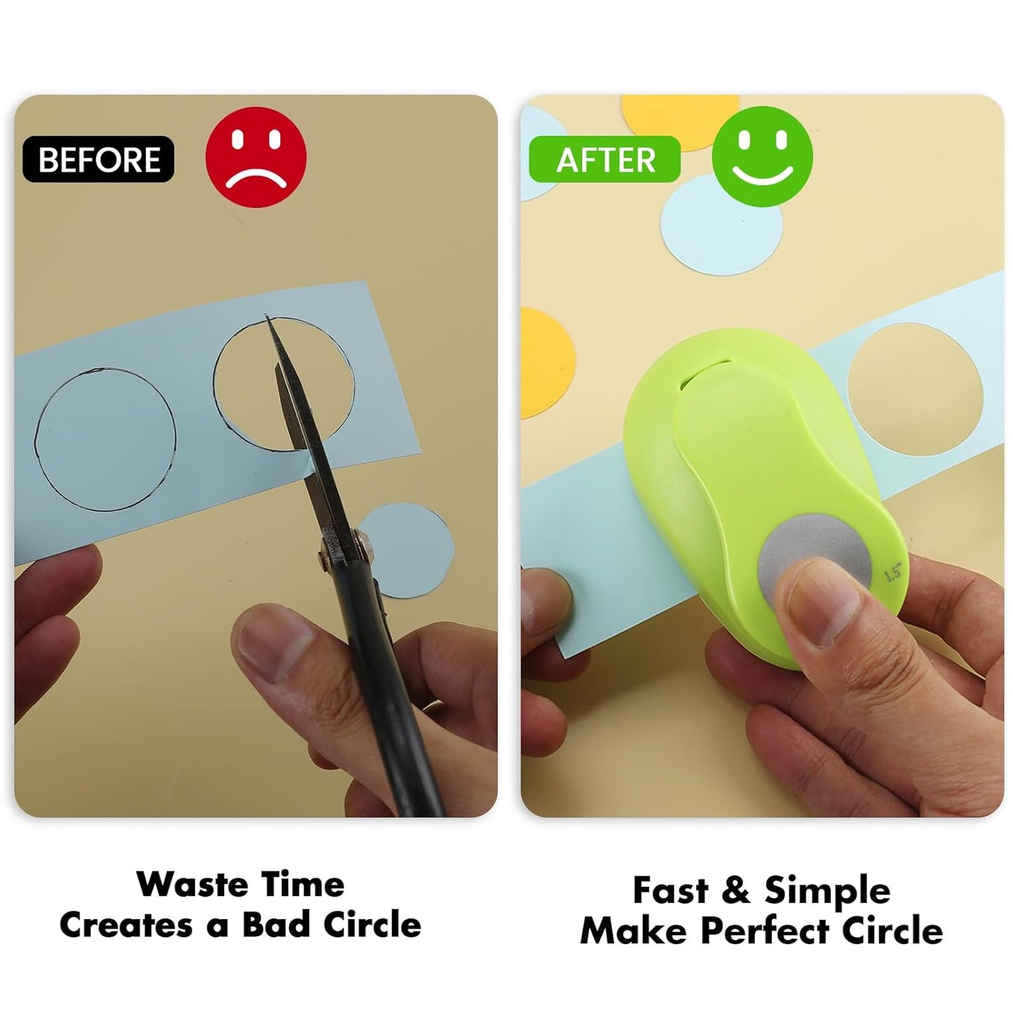 LOONENG 3/8 Inch Circle Hole Punch - Create Perfect Circles for Handmade Craft Projects - Ideas for Scrapbooking, Card Making, DIY Photo Albums, Gift Tags, Homemade Confetti