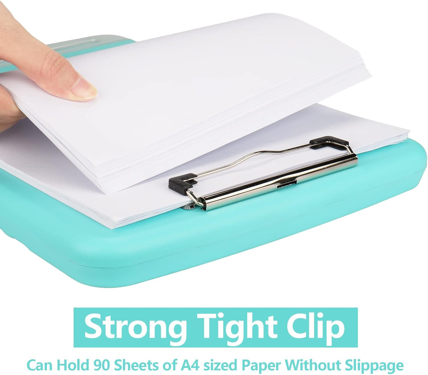 Clipboard with Storage,A4 Clipboards with Pen Holder,Heavy Duty Plastic Storage Clipboard with Low Profile Clip,Nursing Clipboards Folder Side-Opening,Smooth Writing Clip Board for Office-Blue Green