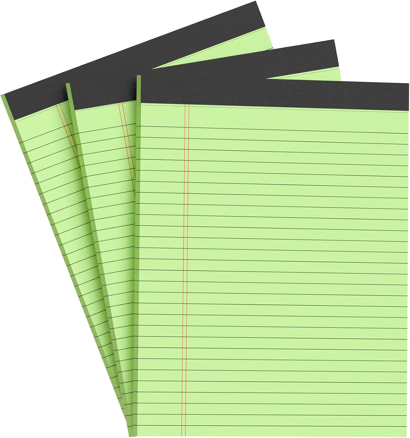 Green Legal Pad Note Pads 8.5 x 11 inch, Wide Ruled Clear Print Writing Pads 30 Sheets/Pad, 20lb Colored Paper, Perforated Notepad with Sturdy Back (3 Pads Green)