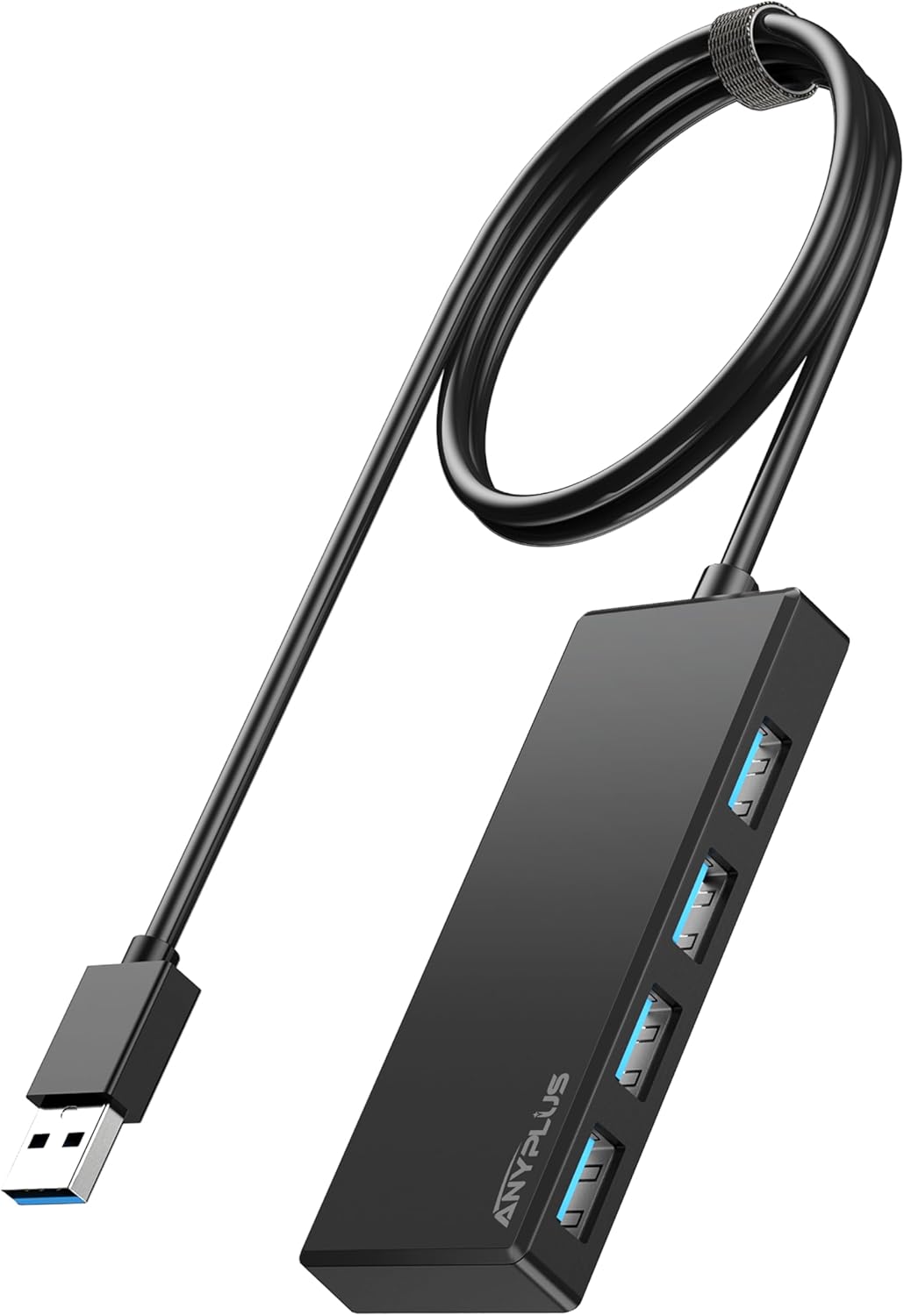 USB Hub, Multiport USB Splitter Adapter, 2 ft Long Cable USB 3.0 Hub, USB Extender for Laptop, PC, iMac, Surface Pro, MacBook, Mac Pro, Flash Drive, XPS, Mouse, HDD