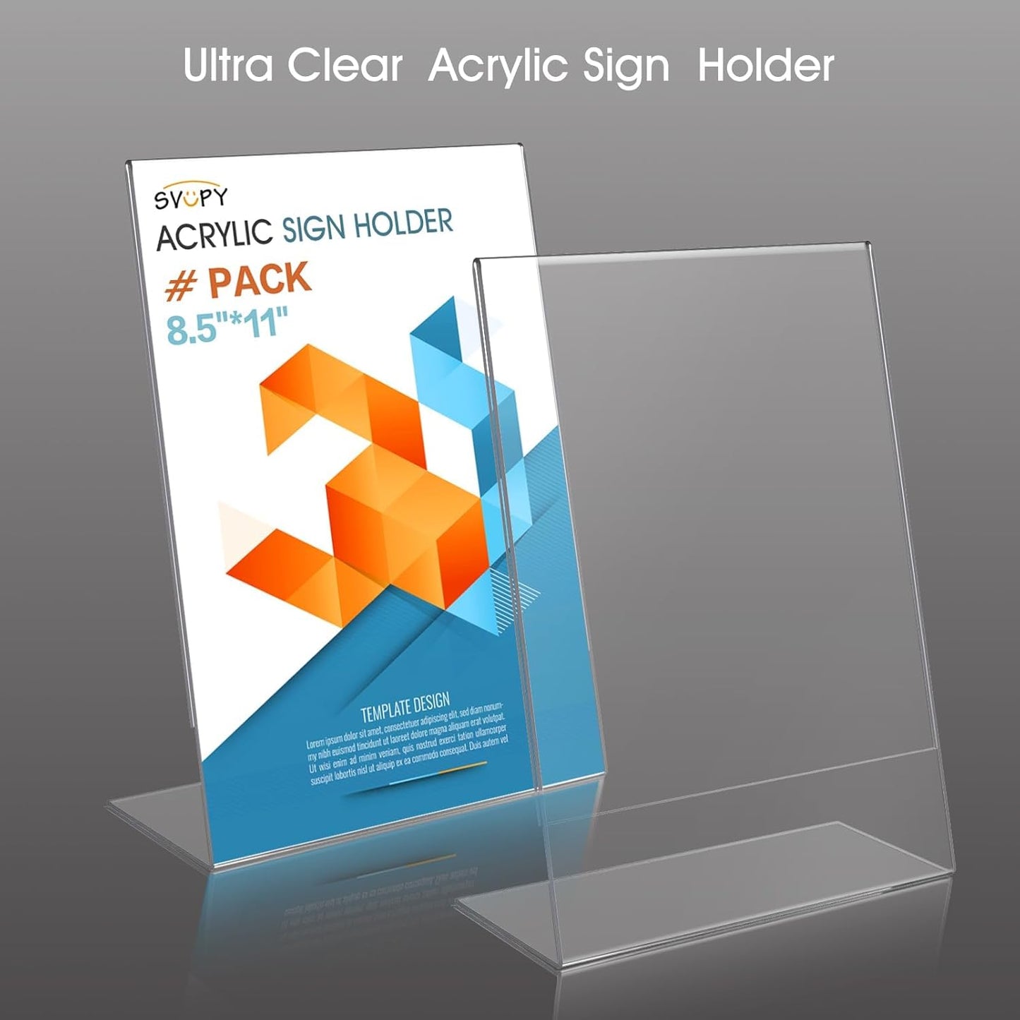 Acrylic Sign Stand Holders - 8.5 x 11 Clear Plastic Table Paper Display Stand, Suit for Displaying Posters, Picture, Flyers, Menu - 10 Pack