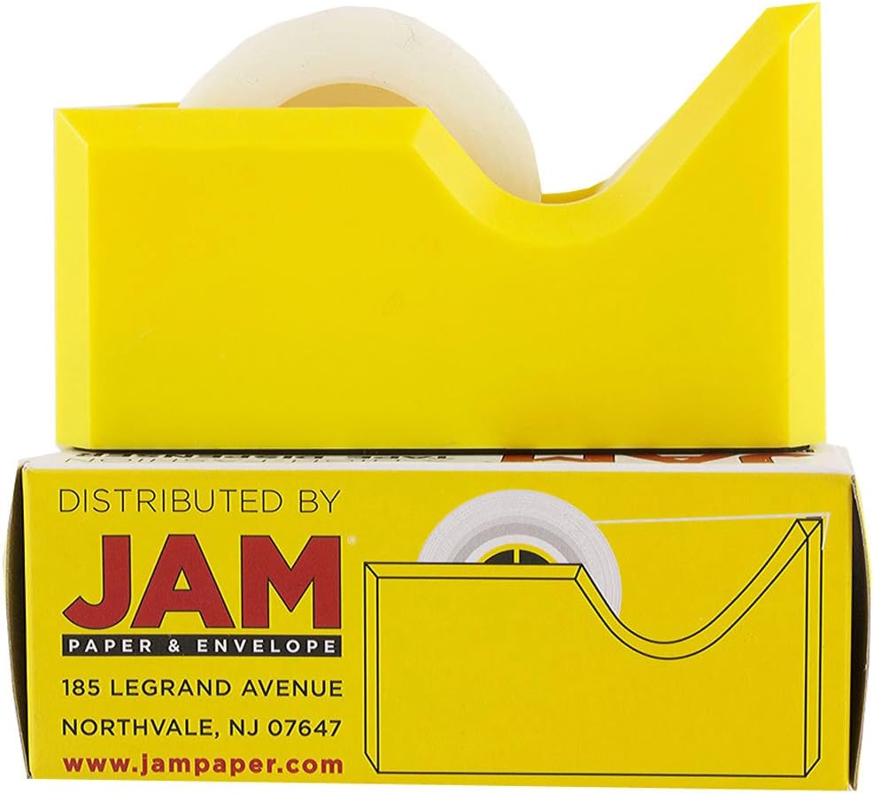 JAM PAPER Colorful Desk Tape Dispensers - Yellow - Sold Individually