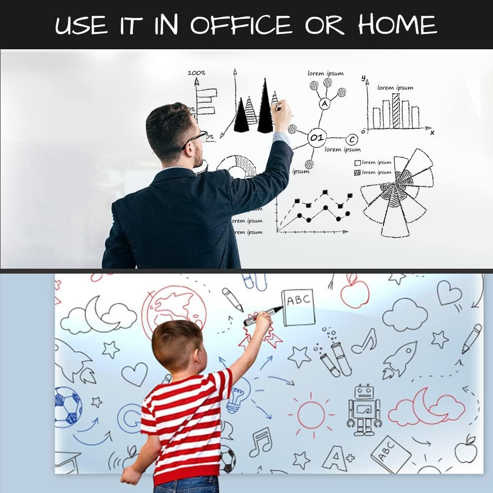 Clear Adhesive Sheets Roll on Wall 18 x 78Inch (6.5 Ft), Includes 3 Dry Erase Markers, Bulletin Board Paper, Clear Adhesive Vinyl Sheets, Transparent Contact Paper, Peel and Stick Film by HA SHI