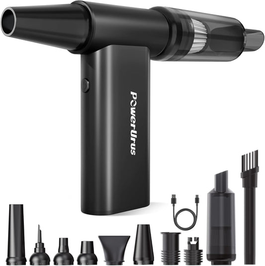 Compressed Air Duster, PowerUrus 200000RPM Electric Air Duster with Brushless Motor, 4-Gear Adjustable Cordless Air Blower, 8000mAh Rechargeable Air Duster for Keyboard, PC, Outdoor and Home Cleaning