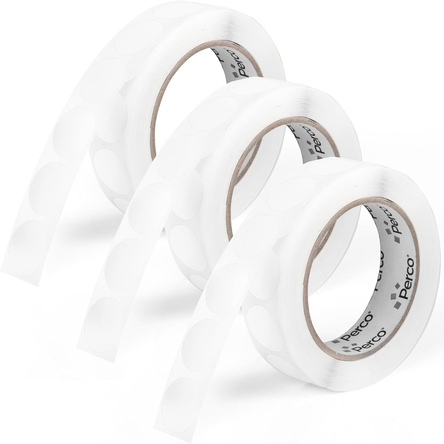 Perco Clear 1-Inch Round Circle Dot Sticker Labels - Multi-Roll Pack (3 Rolls, 1,000 Labels Each) - Permanent Adhesive, Vibrant Colors, Strong Hold - Perforated for Easy Use - Made in USA