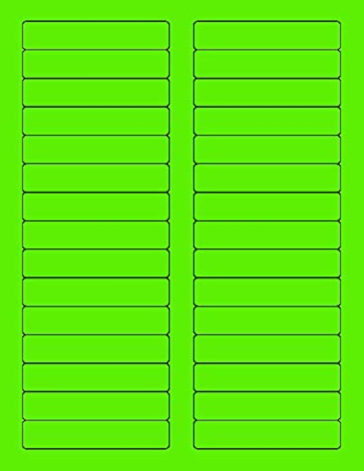 NextDayLabels - 8-1/2 x 11 Neon Color High Light Fluorescent Labels for Laser & Inkjet Printer (Green Fluorescent, 2/3" x 3-7/16" - 30 Per Page | 750 Labels)