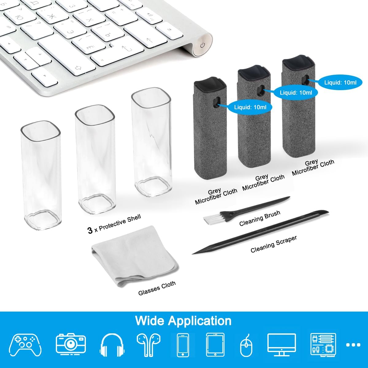 walrfid 3 Pack Screen Cleaner, Car Screen Cleaner Spray and Wipe, Computer Laptop Cleaning Kit for Electronic iPad, iPhone, Cellphone, Monitor, MacBook, Car Display, Tablet, TV Flat Screens, Grey