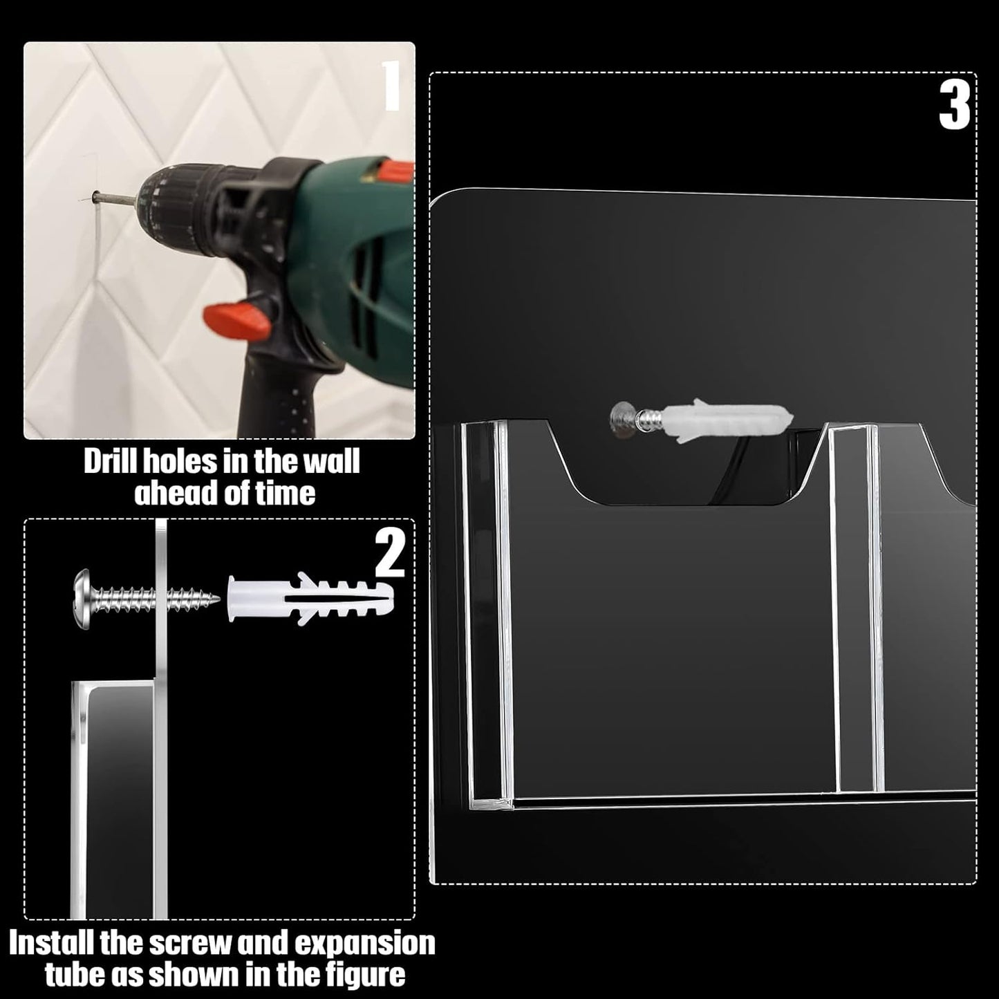 Weysat Acrylic Brochure Pamphlet Holder Brochure Display Stand Business Tri Fold Multi Slot Holder Rack Wall Mount Clear Pocket Space Saver for Flyer Literature Menu Advertise(2 Pieces)