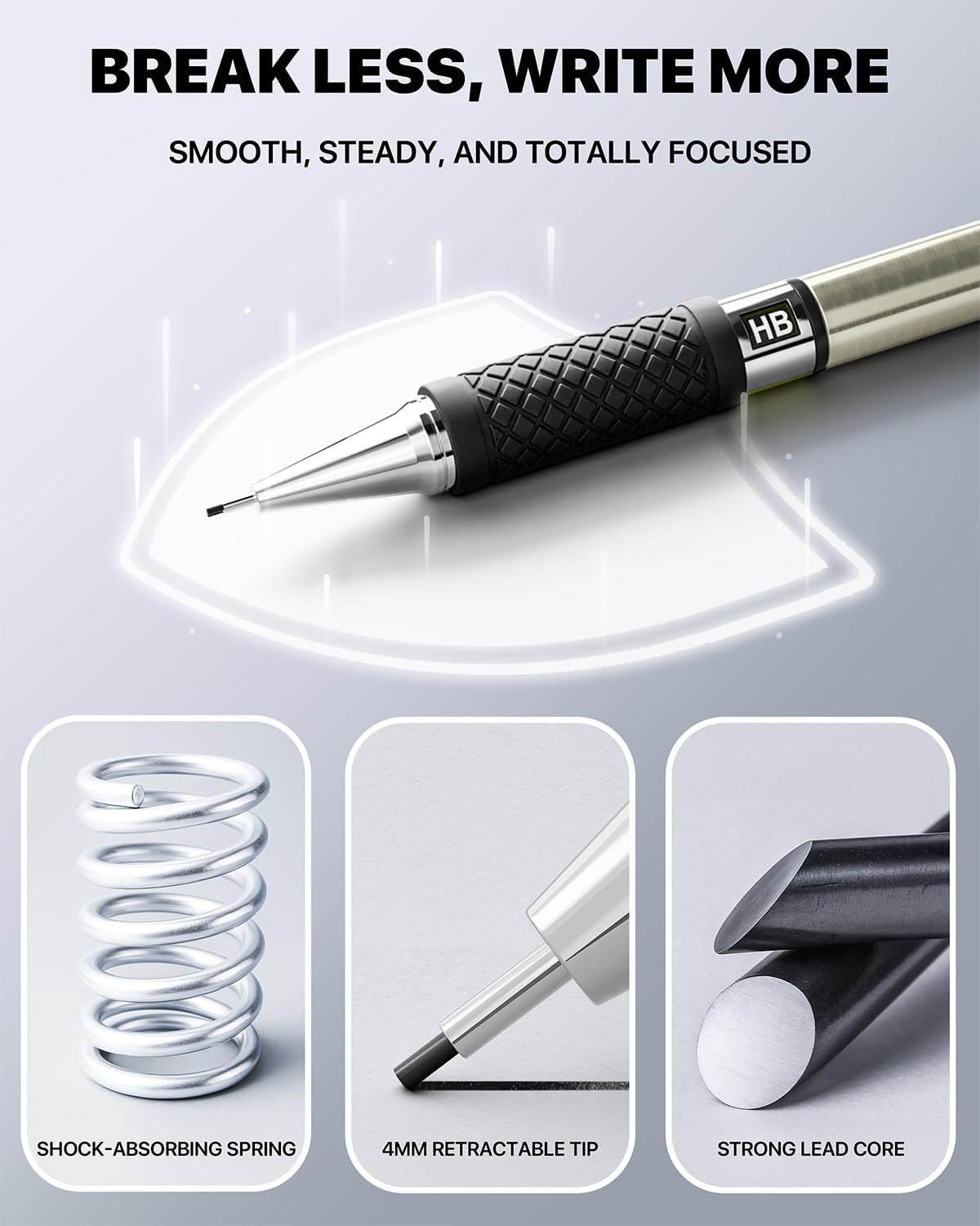 Four Candies Metal Mechanical Pencil Set - 6PCS 0.5mm Art Mechanical Pencils & 360PCS HB Lead Refills & 3PCS Erasers & 9PCS Eraser Refills, Drawing Mechanical Pencils for Writing, Sketching-With Case