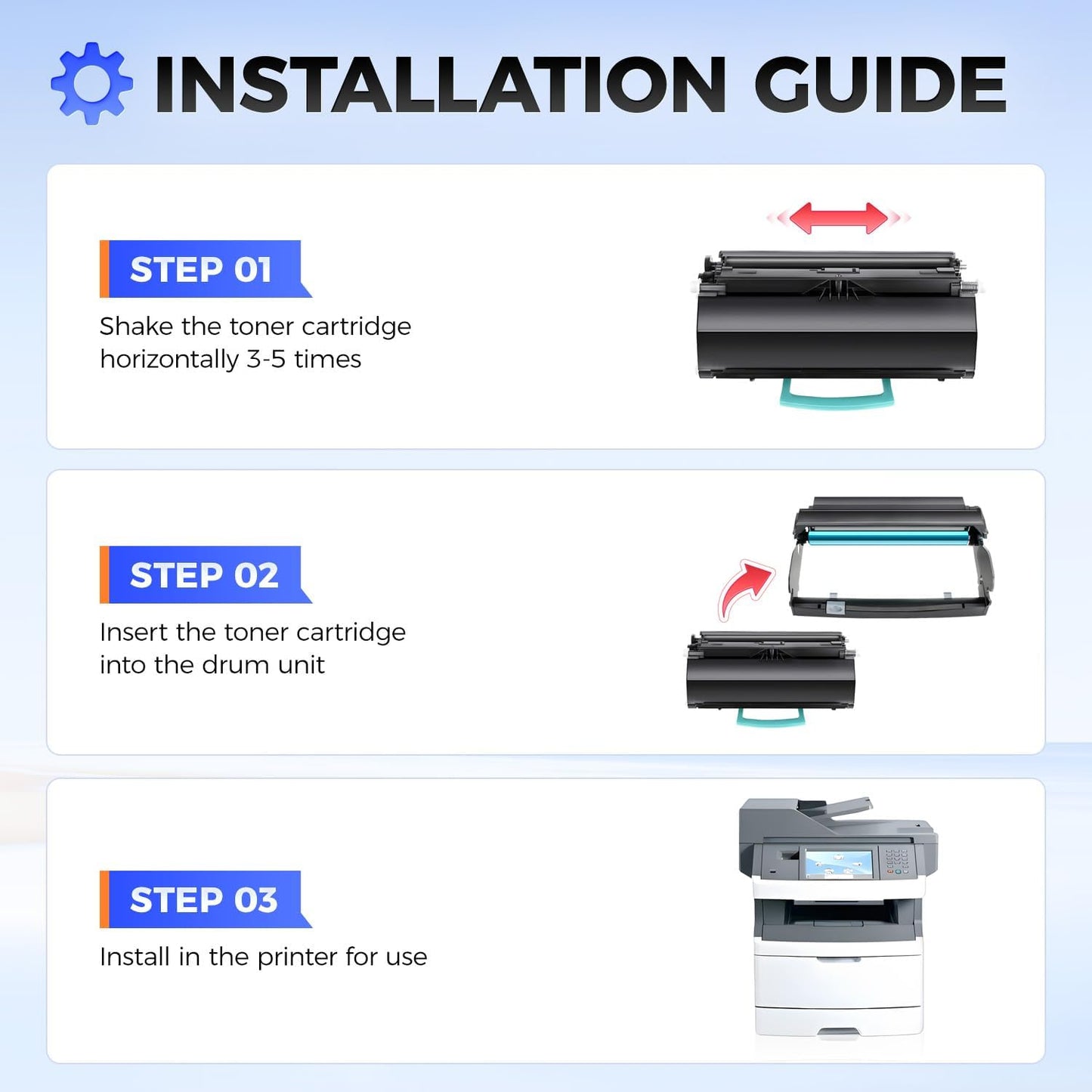 X463X11G Toner Cartridge Black 1-Pack High Yield with Chip Replacement for Lexmark X463X X463X11G Toner Cartridges Compatible with Lexmark X463 X463de X464 X464de X466 X466de X466dte X466dwe Printers