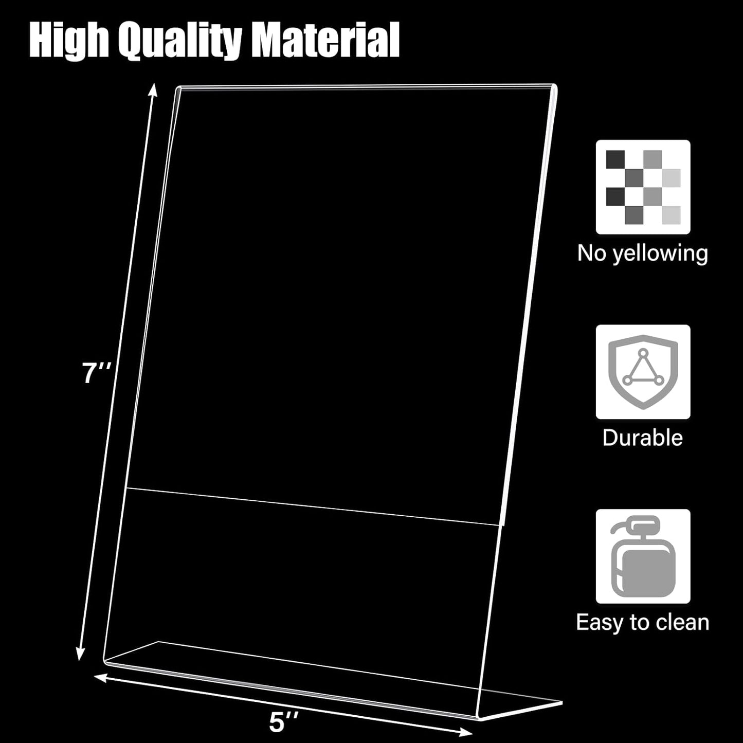 6pack Acrylic Sign Holder 5x7 for Picture Frames, L Shape Clear Plastic, Plastic Sign Holder,Menu Holder, Unbreakable Table Sign Holder for Restaurant, Office, School, Store and Home Use