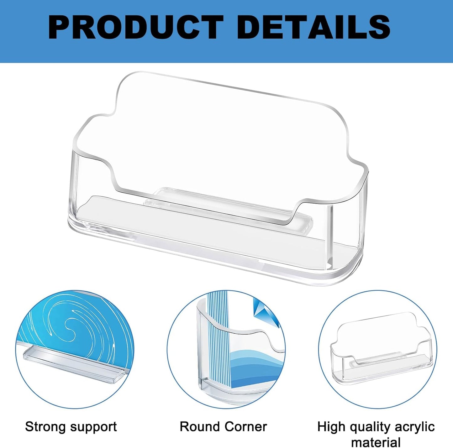 Mototo Acrylic Business Card Holder for Desk, 20 Pack Plastic Business Card Display Clear Business Card Holder Desktop Cards Stand for Home Office Exhibition Desk Table, Fits 30-50 Business Cards