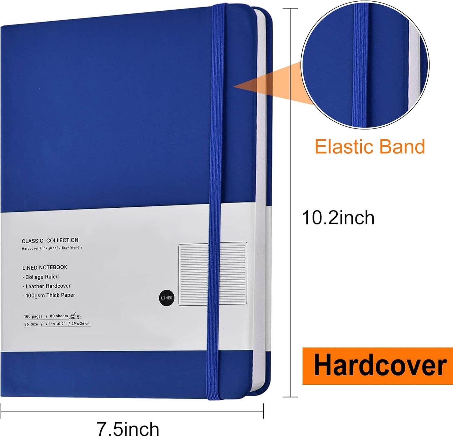 Coopay 6 Pack B5 Notebooks Journal College Ruled Composition Notebooks Classic Hardcover Lined Journals for Office Home School Business Writing Notes, 10.2" x 7.5", 100GSM Thick Paper (Multicolor)