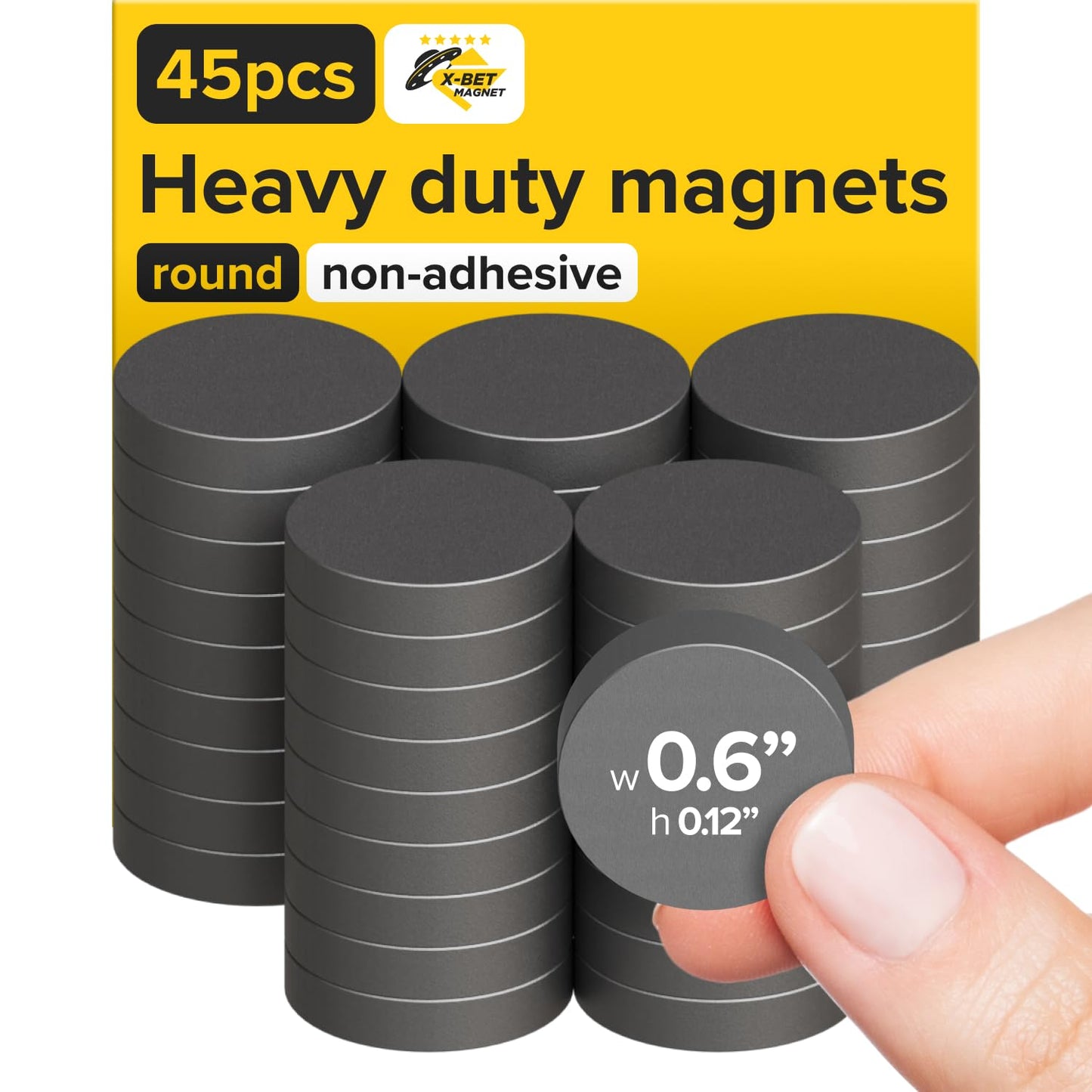 Strong Magnets Heavy Duty (45 pcs 0.6x0.12) - Round Magnet - Ceramic Magnet Ideal for DIY, Craft, Kitchen