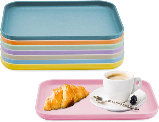 Plastic Art Trays,8 Pack Stackable Activity Tray Crafts Organizer Tray Serving Tray Jewelry Tray for DIY Projects, Painting, Beads, Organizing Supply,8 Color (9.8 Inches x 6.7 Inches)