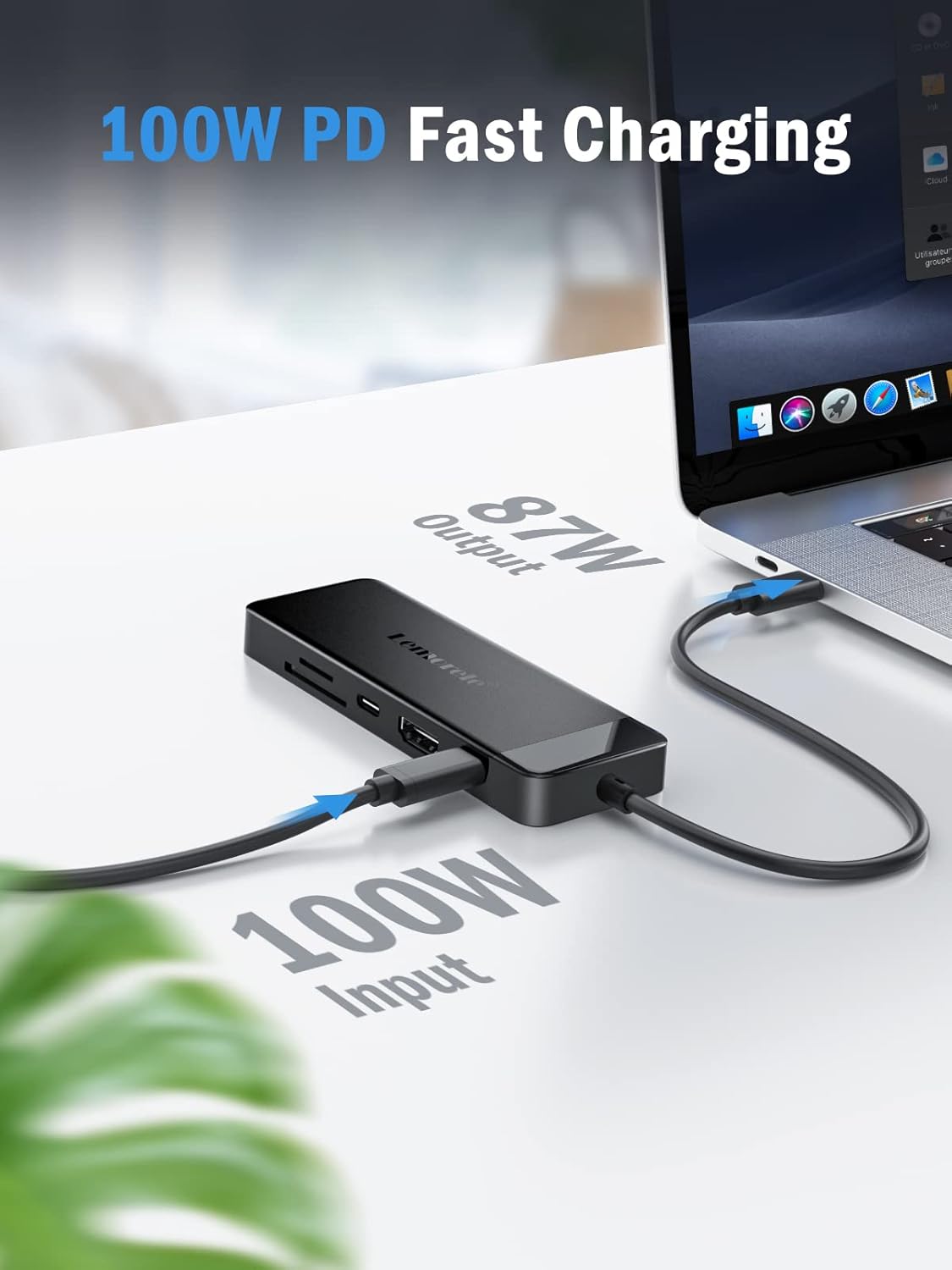 Lemorele 9-in-1 USB C Hub Multiport Adapter, USB C Dongle w/4K HDMI for MacBook Pro Air, 3 USB3.0 5Gbps and 1 USB2.0 Port, Type-C 3.0, 100W PD, SD/TF, Docking Station for Windows/iPad/Dell/HP/Lenovo