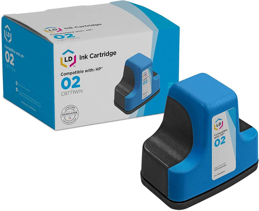 LD Products Remanufactured Replacement for HP 02 / C8771WN Cyan Ink Cartridge for HP Photosmart Printer Series